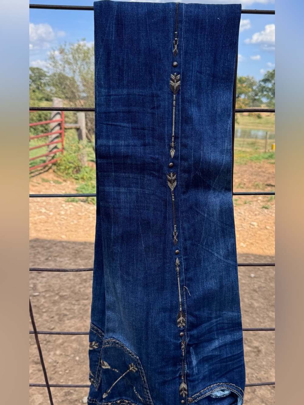 Dark Blue Embroidered Women’s Cowgirl tough Jeans